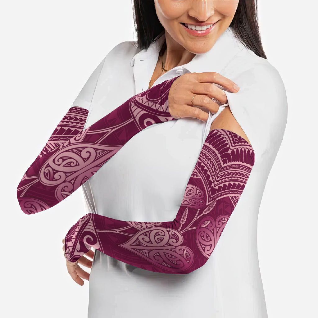 Burgundy New Zealand Kawakawa Maori Ngaru Arm Sleeves