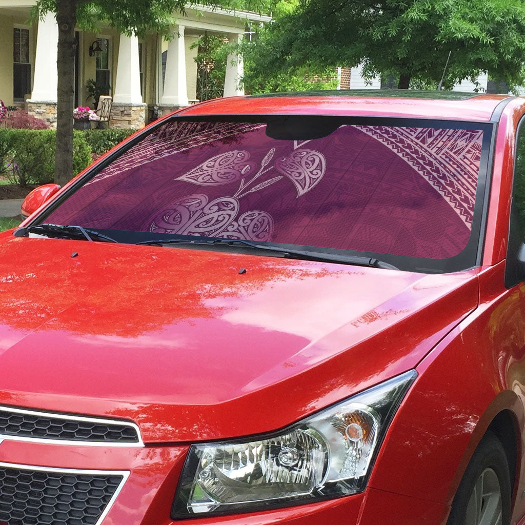 Burgundy New Zealand Kawakawa Maori Ngaru Auto Sun Shade