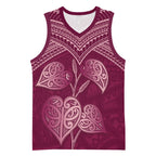 Burgundy New Zealand Kawakawa Maori Ngaru Basketball Jersey