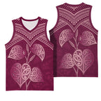 Burgundy New Zealand Kawakawa Maori Ngaru Basketball Jersey