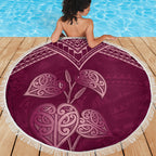Burgundy New Zealand Kawakawa Maori Ngaru Beach Blanket