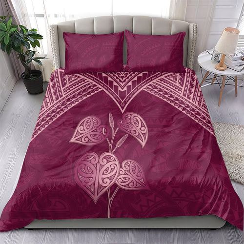 Burgundy New Zealand Kawakawa Maori Ngaru Bedding Set