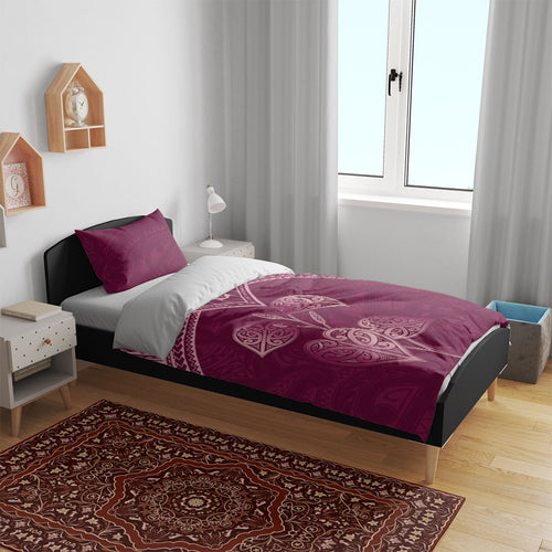 Burgundy New Zealand Kawakawa Maori Ngaru Bedding Set