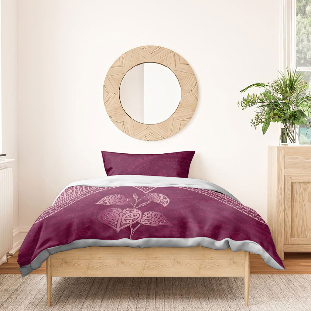 Burgundy New Zealand Kawakawa Maori Ngaru Bedding Set