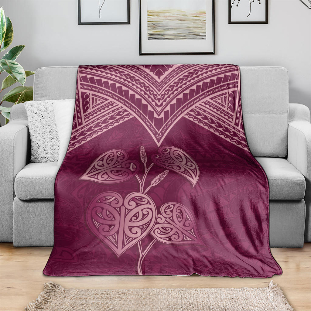 Burgundy New Zealand Kawakawa Maori Ngaru Blanket