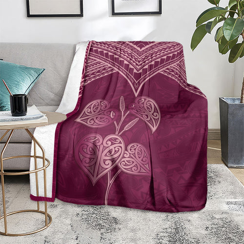 Burgundy New Zealand Kawakawa Maori Ngaru Blanket