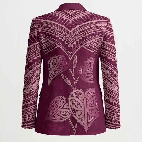 Burgundy New Zealand Kawakawa Maori Ngaru Blazer