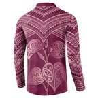 Burgundy New Zealand Kawakawa Maori Ngaru Button Sweatshirt