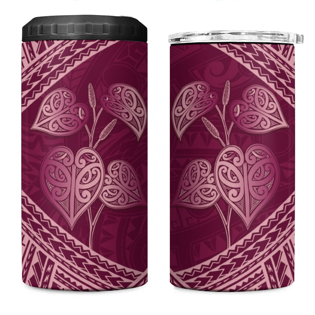 Burgundy New Zealand Kawakawa Maori Ngaru 4 in 1 Can Cooler Tumbler