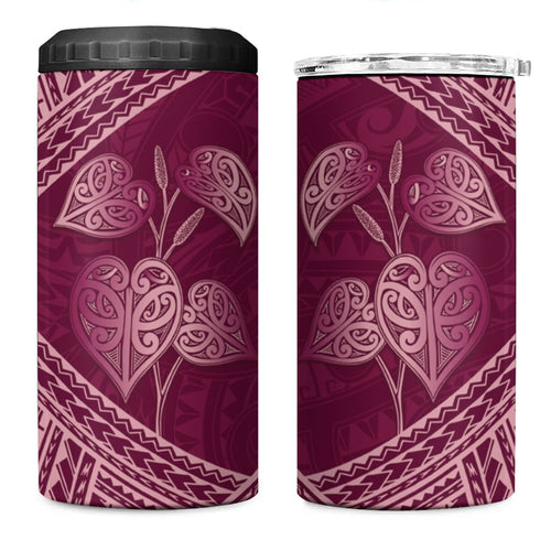 Burgundy New Zealand Kawakawa Maori Ngaru 4 in 1 Can Cooler Tumbler