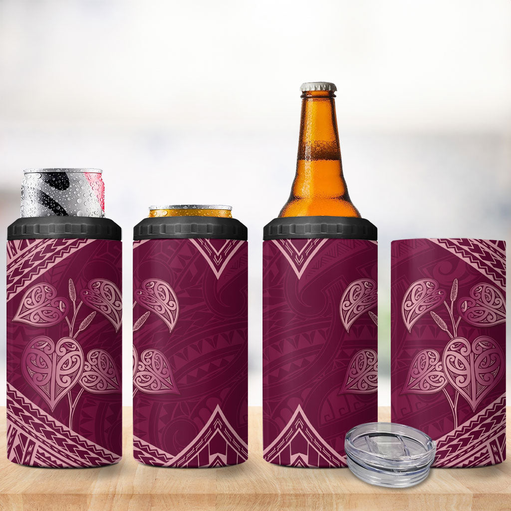 Burgundy New Zealand Kawakawa Maori Ngaru 4 in 1 Can Cooler Tumbler