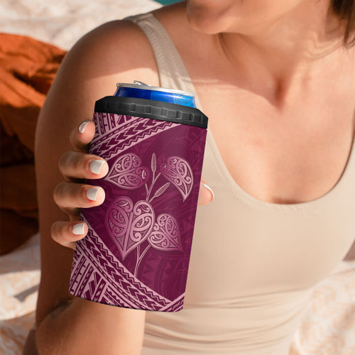 Burgundy New Zealand Kawakawa Maori Ngaru 4 in 1 Can Cooler Tumbler