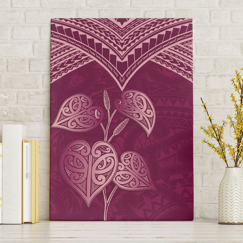 Burgundy New Zealand Kawakawa Maori Ngaru Canvas Wall Art