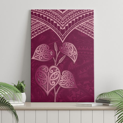Burgundy New Zealand Kawakawa Maori Ngaru Canvas Wall Art