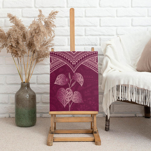 Burgundy New Zealand Kawakawa Maori Ngaru Canvas Wall Art