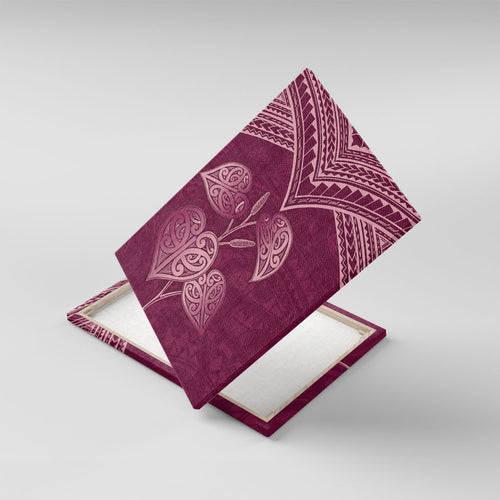 Burgundy New Zealand Kawakawa Maori Ngaru Canvas Wall Art