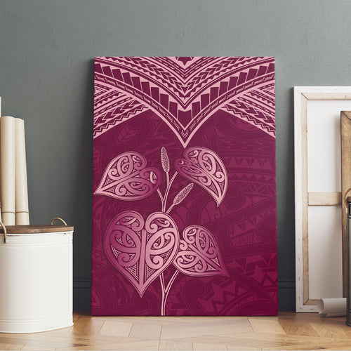 Burgundy New Zealand Kawakawa Maori Ngaru Canvas Wall Art