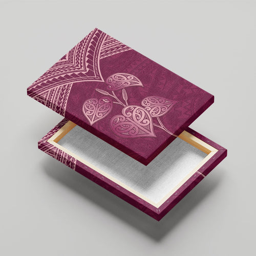 Burgundy New Zealand Kawakawa Maori Ngaru Canvas Wall Art