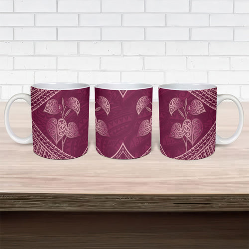 Burgundy New Zealand Kawakawa Maori Ngaru Ceramic Mug