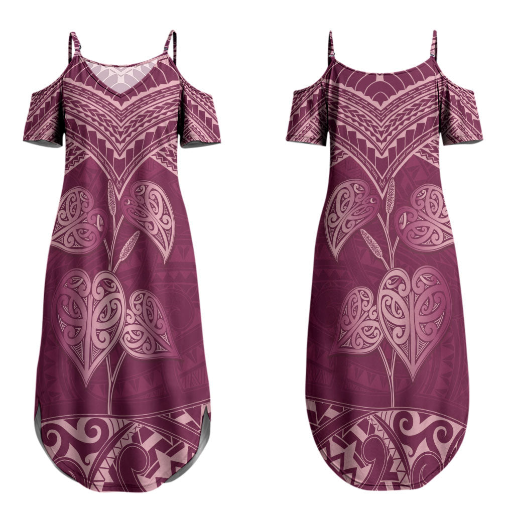 Burgundy New Zealand Kawakawa Maori Ngaru Couples Matching Summer Maxi Dress and Long Sleeve Button Shirt
