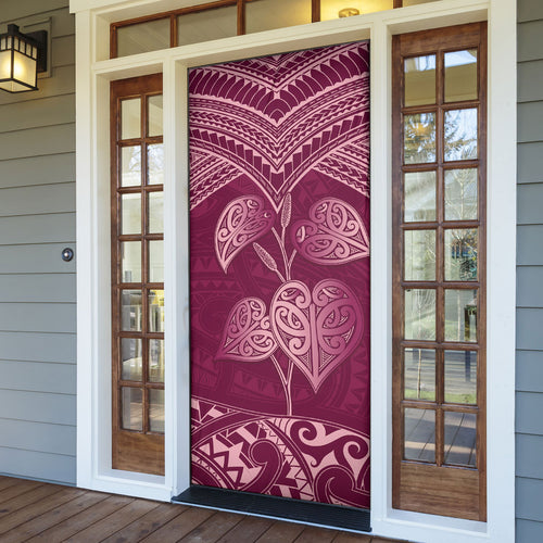 Burgundy New Zealand Kawakawa Maori Ngaru Door Cover