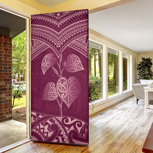 Burgundy New Zealand Kawakawa Maori Ngaru Door Cover