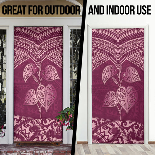 Burgundy New Zealand Kawakawa Maori Ngaru Door Cover