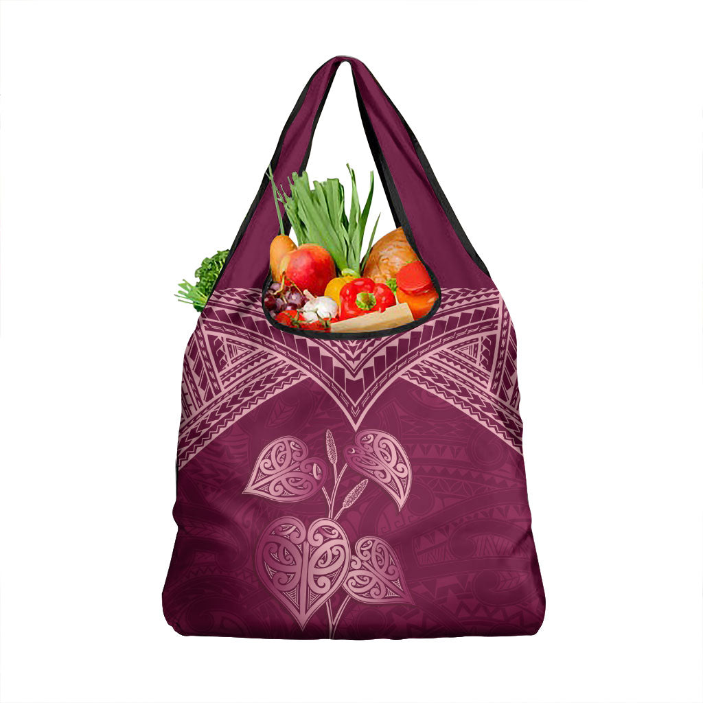 Burgundy New Zealand Kawakawa Maori Ngaru Grocery Bag
