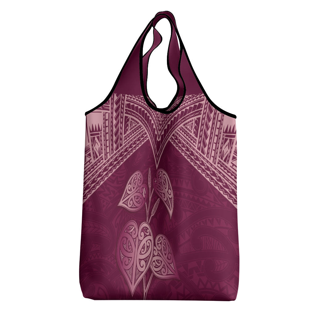 Burgundy New Zealand Kawakawa Maori Ngaru Grocery Bag