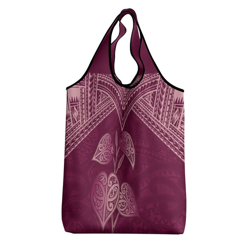 Burgundy New Zealand Kawakawa Maori Ngaru Grocery Bag