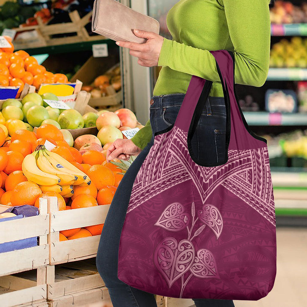 Burgundy New Zealand Kawakawa Maori Ngaru Grocery Bag