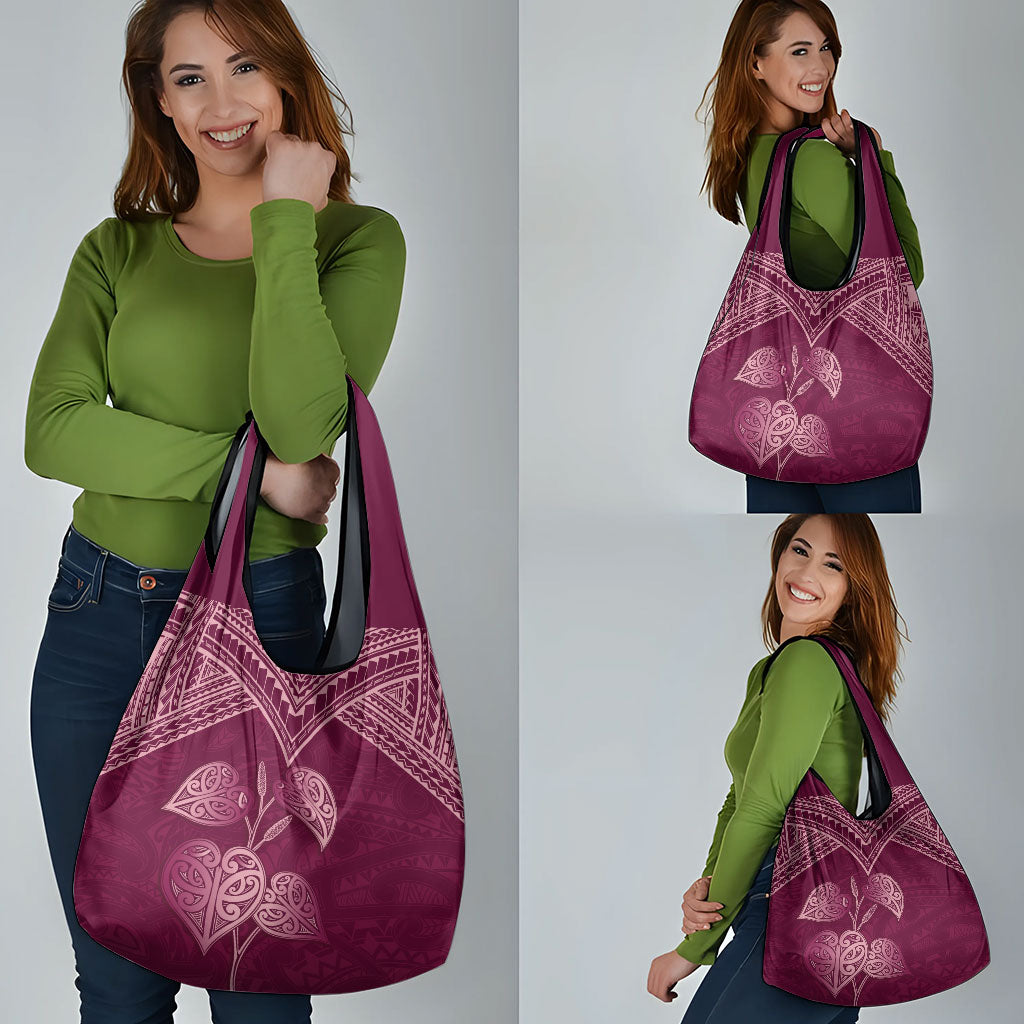 Burgundy New Zealand Kawakawa Maori Ngaru Grocery Bag