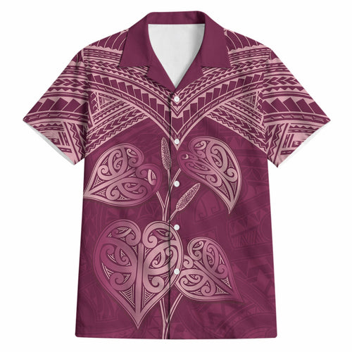 Burgundy New Zealand Kawakawa Maori Ngaru Hawaiian Shirt