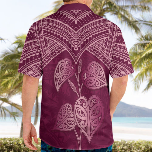 Burgundy New Zealand Kawakawa Maori Ngaru Hawaiian Shirt