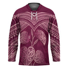 Burgundy New Zealand Kawakawa Maori Ngaru Hockey Jersey