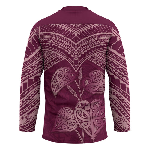 Burgundy New Zealand Kawakawa Maori Ngaru Hockey Jersey