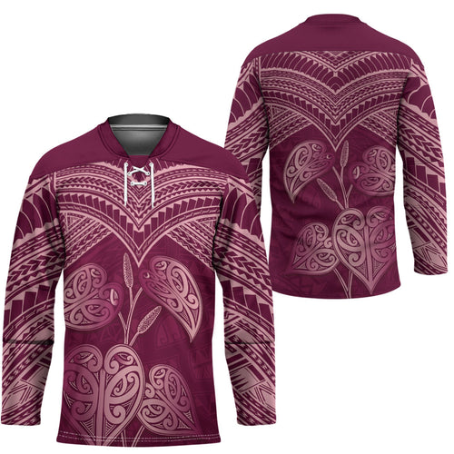 Burgundy New Zealand Kawakawa Maori Ngaru Hockey Jersey