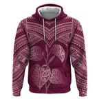Burgundy New Zealand Kawakawa Maori Ngaru Hoodie