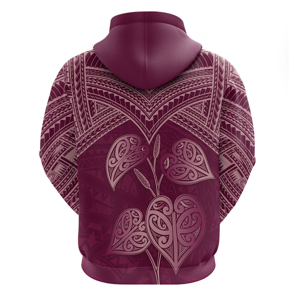 Burgundy New Zealand Kawakawa Maori Ngaru Hoodie
