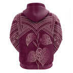 Burgundy New Zealand Kawakawa Maori Ngaru Hoodie