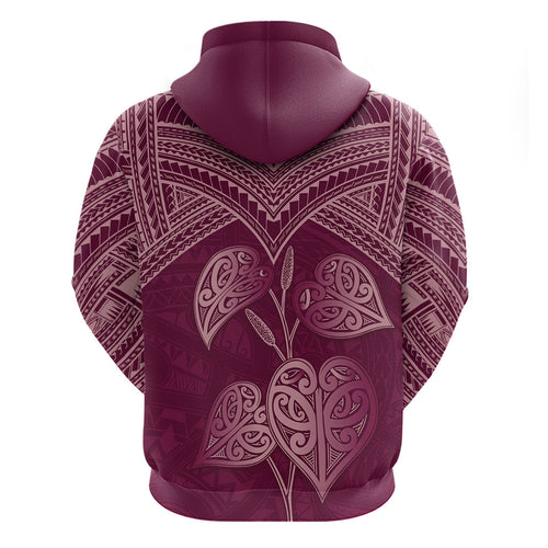 Burgundy New Zealand Kawakawa Maori Ngaru Hoodie