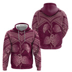 Burgundy New Zealand Kawakawa Maori Ngaru Hoodie