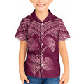 Burgundy New Zealand Kawakawa Maori Ngaru Kid Hawaiian Shirt