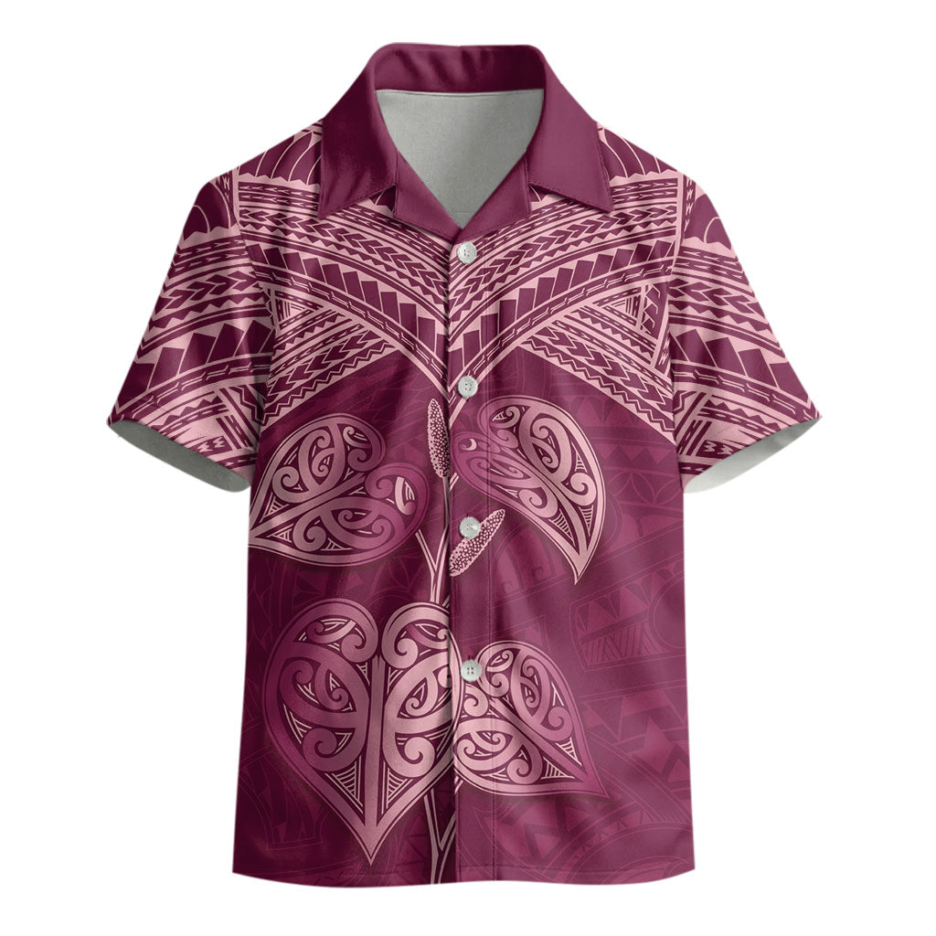 Burgundy New Zealand Kawakawa Maori Ngaru Kid Hawaiian Shirt