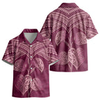 Burgundy New Zealand Kawakawa Maori Ngaru Kid Hawaiian Shirt