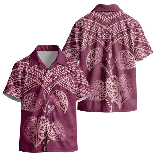 Burgundy New Zealand Kawakawa Maori Ngaru Kid Hawaiian Shirt