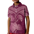 Burgundy New Zealand Kawakawa Maori Ngaru Kid Polo Shirt