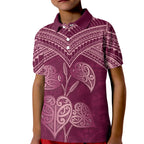 Burgundy New Zealand Kawakawa Maori Ngaru Kid Polo Shirt