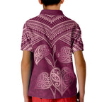 Burgundy New Zealand Kawakawa Maori Ngaru Kid Polo Shirt