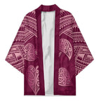 Burgundy New Zealand Kawakawa Maori Ngaru Kimono
